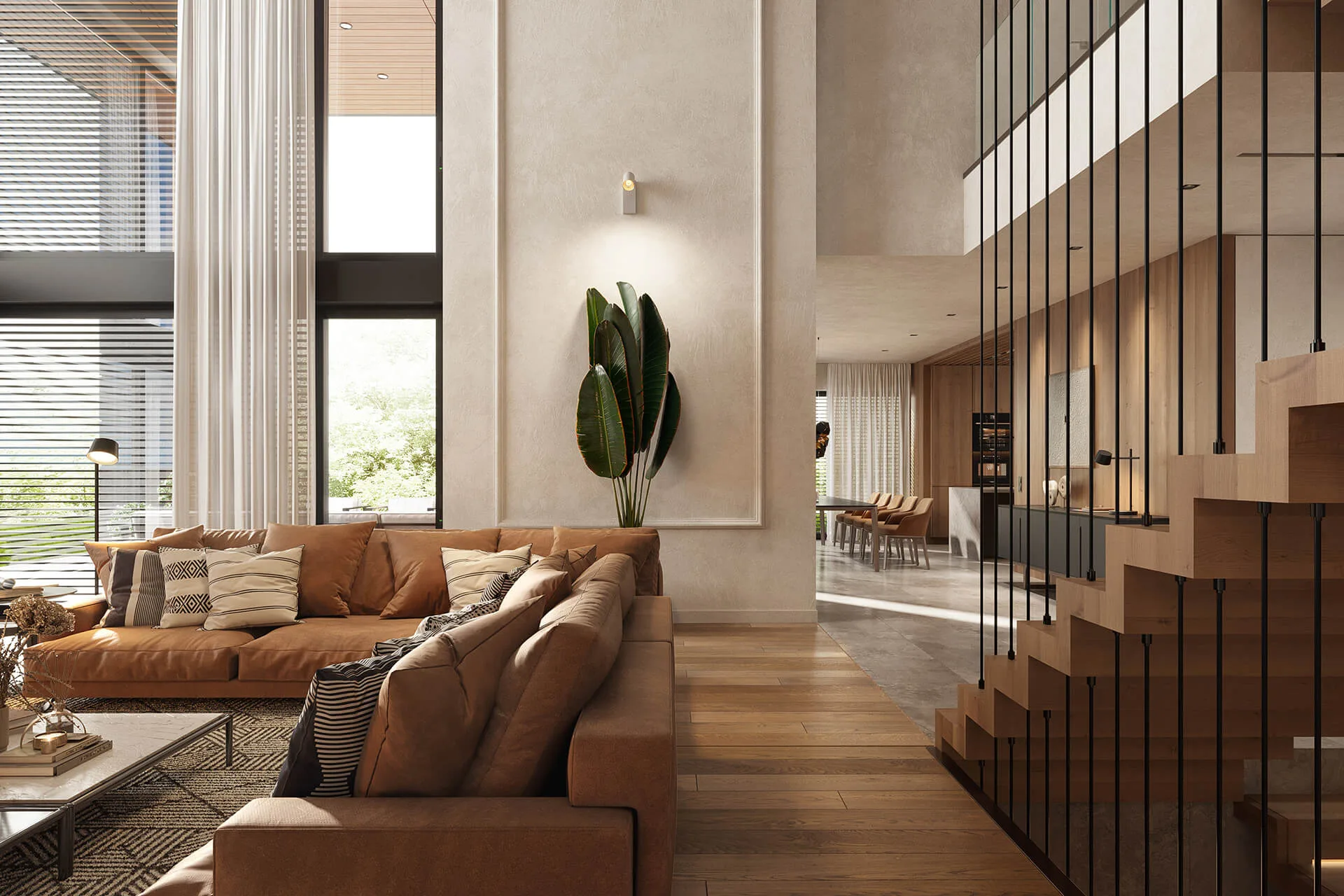 Interior finishing materials in a coordinated application